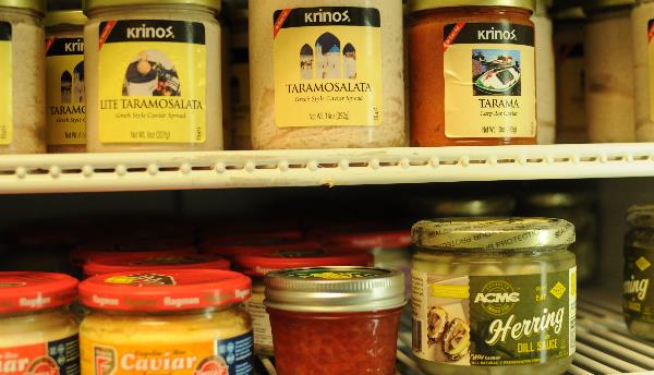 Imported caviar and specialty seafood products at Mariakakis